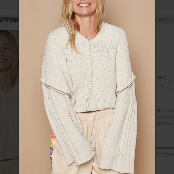 POL Cream V-Neck Sweater - Picture 3 of 10